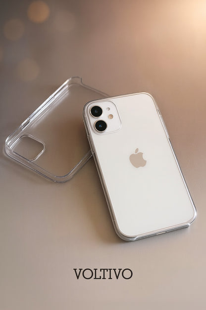 iPhone 12 / 12 Pro - Sert Mika Şeffaf SARARMAZ İnce Altı Kesik Premium Kılıf