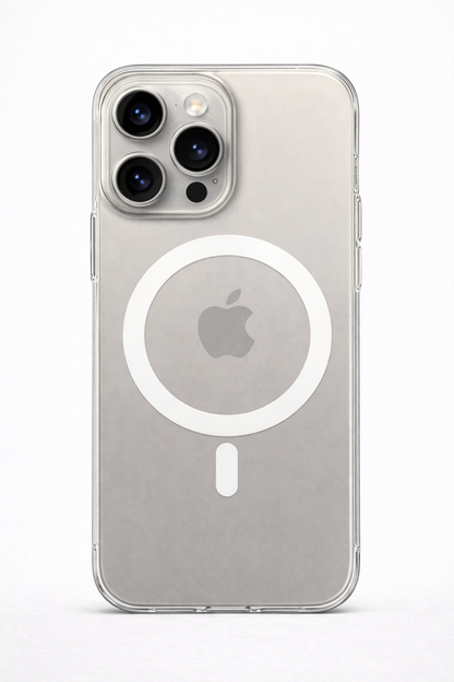 iPhone 15 Pro Uyumlu MagSafe Sararmaz Şeffaf Kılıf